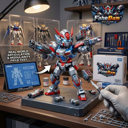 FaheBam™ Modular Mecha Action Figure - DIY Build-a-Robot Toy Kit with Quick-Snap Interchangeable Armor & Weapons, High Articulation Mech Robot Model for Kids, Teens, and Collectors