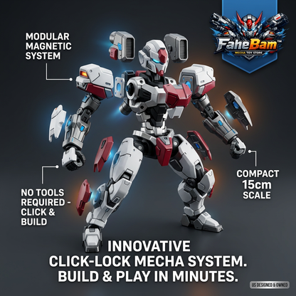 FaheBam™ Modular Magnetic Mecha Action Figure - 15cm Build-Your-Own Robot Toy Kit, Innovative Click-Lock System, Tool-Free STEM Building Set for Kids & Collectors