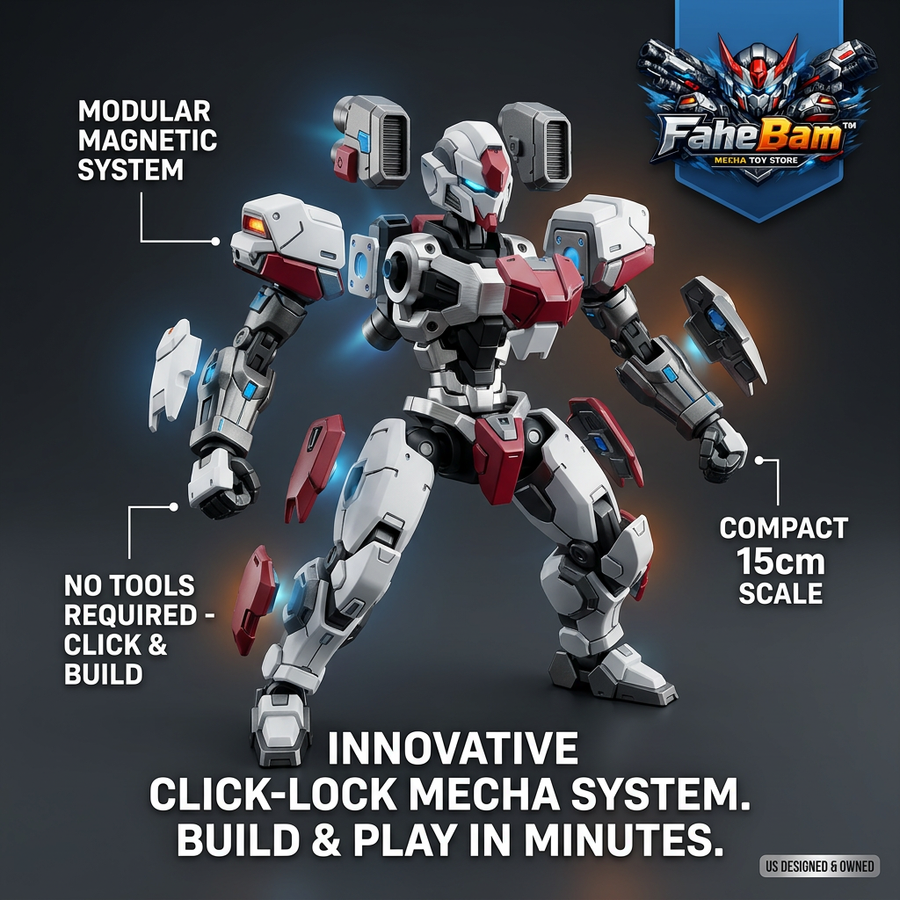 FaheBam™ Modular Magnetic Mecha Action Figure - 15cm Build-Your-Own Robot Toy Kit, Innovative Click-Lock System, Tool-Free STEM Building Set for Kids & Collectors