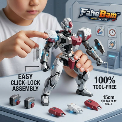 FaheBam™ Modular Magnetic Mecha Action Figure - 15cm Build-Your-Own Robot Toy Kit, Innovative Click-Lock System, Tool-Free STEM Building Set for Kids & Collectors