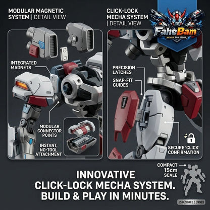 FaheBam™ Modular Magnetic Mecha Action Figure - 15cm Build-Your-Own Robot Toy Kit, Innovative Click-Lock System, Tool-Free STEM Building Set for Kids & Collectors