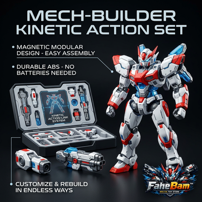 FaheBam™ Magnetic Mech Action Figure Set – Modular Robot Building Toy with Storage Case, Kinetic Action-Link Customizable Sci-Fi Mech Model Kit for Kids & Collectors, Durable ABS