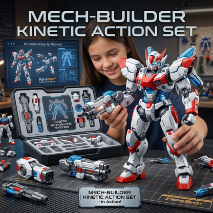 FaheBam™ Magnetic Mech Action Figure Set – Modular Robot Building Toy with Storage Case, Kinetic Action-Link Customizable Sci-Fi Mech Model Kit for Kids & Collectors, Durable ABS
