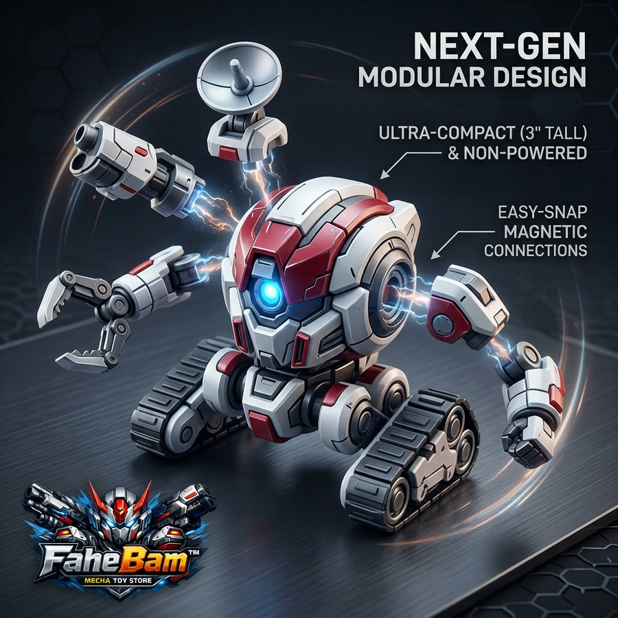 FaheBam™ 3" Mini Magnetic Robot Toy - Next-Gen Modular DIY Action Figure, Easy-Snap Magnetic Mech Toy for Kids, Screen-Free STEM Construction Toy, Collectible Fidget Desk Toy for Boys & Girls