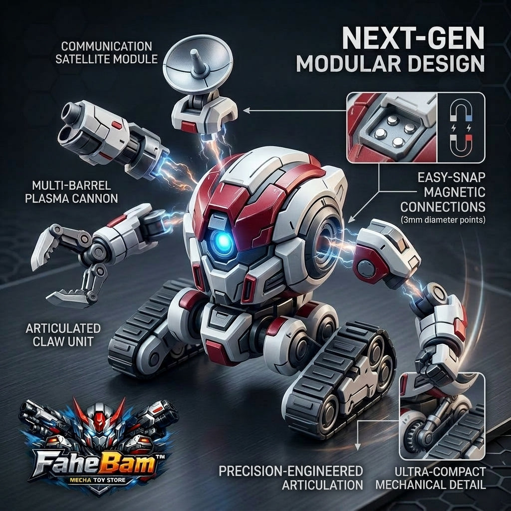 FaheBam™ 3" Mini Magnetic Robot Toy - Next-Gen Modular DIY Action Figure, Easy-Snap Magnetic Mech Toy for Kids, Screen-Free STEM Construction Toy, Collectible Fidget Desk Toy for Boys & Girls