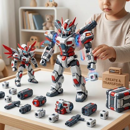 FaheBam™ Magnetic Robot Toy Set - 3D Modular Mecha Action Figure & STEM Building Blocks, Ultra-Strong Magnetic Joints Construction Toy, Travel-Friendly Compact Learning Toy for Kids, Boys & Mecha Fans