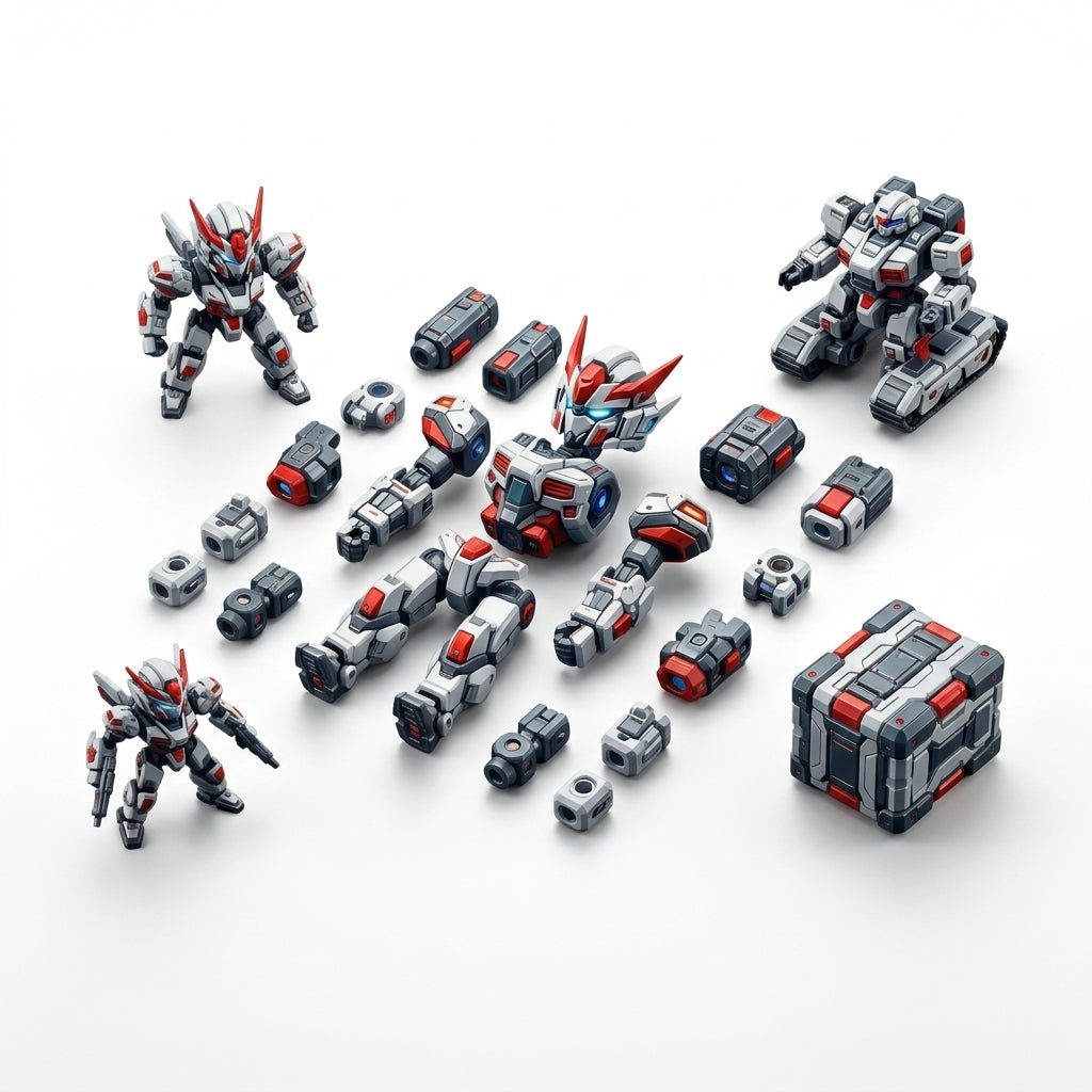 FaheBam™ Magnetic Robot Toy Set - 3D Modular Mecha Action Figure & STEM Building Blocks, Ultra-Strong Magnetic Joints Construction Toy, Travel-Friendly Compact Learning Toy for Kids, Boys & Mecha Fans