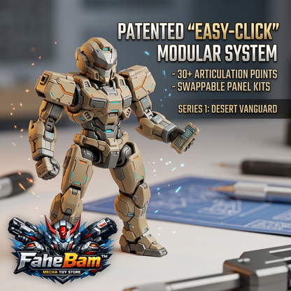 FaheBam™ Desert Vanguard Series 1 Mecha Action Figure - Patented Easy-Click Modular Robot Model Kit with 30+ Articulation Points & Swappable Armor Panels, DIY Sci-Fi Collectible Toy for Teens and Adults