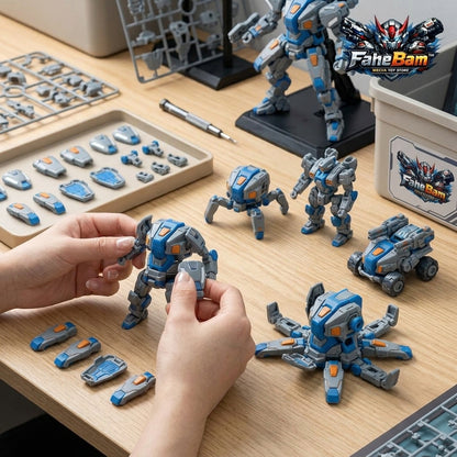 FaheBam™ ASTRA-X Modular Robot Building Toy, DIY 3D Mecha Action Figure Kit, Easy-Click Tool-Free Quick-Change Modular Blocks, STEM Educational Octopus Mecha Toy Set for Kids, Teens & Collectors