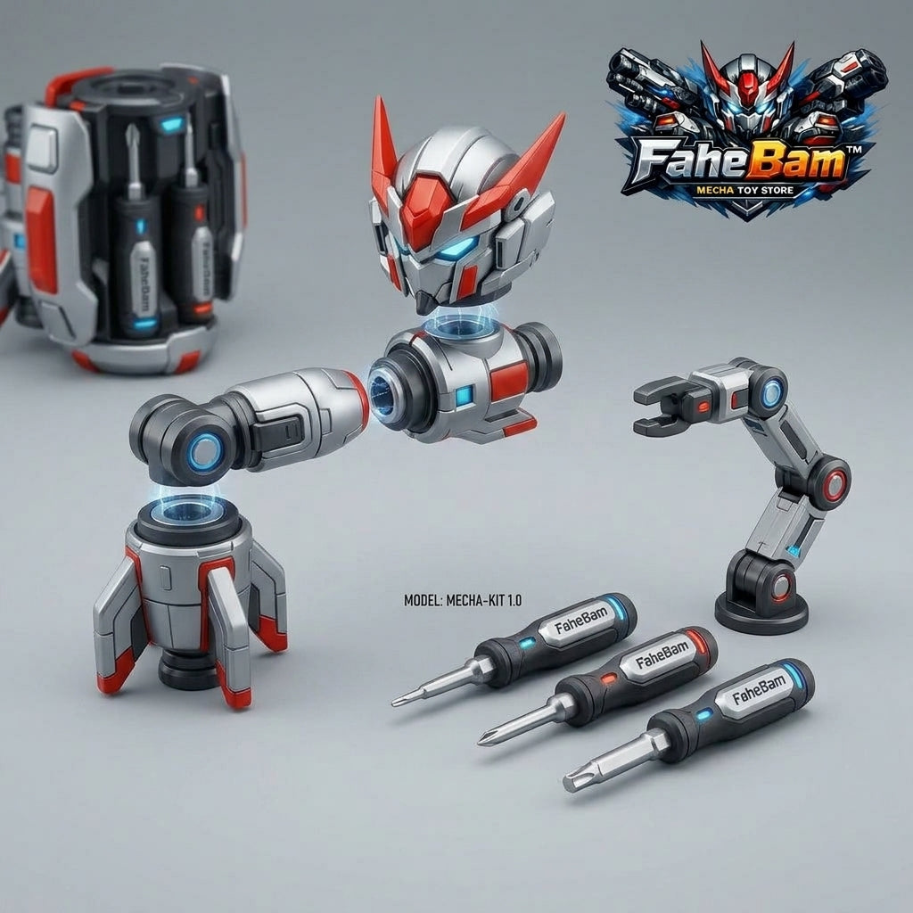 FaheBam™ 3-in-1 Magnetic Mecha Building Toy & Kids Tool Set - STEM DIY Construction Robot with Rocket Boosters, Robotic Arm & Toy Screwdrivers - Creative Modular Assembly Playset for Boys & Girls Ages 5-12