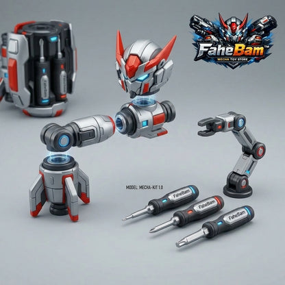 FaheBam™ 3-in-1 Magnetic Mecha Building Toy & Kids Tool Set - STEM DIY Construction Robot with Rocket Boosters, Robotic Arm & Toy Screwdrivers - Creative Modular Assembly Playset for Boys & Girls Ages 5-12